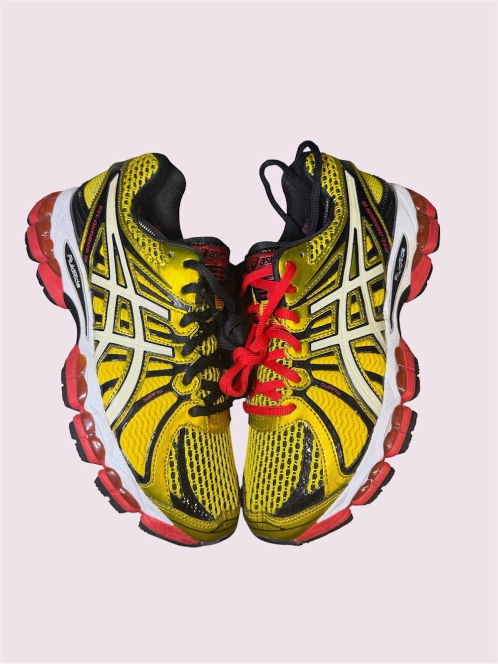 ASICS Gel Nimbus 15 T3B0N-0400 Yellow Pearl White Red DS M7/W8.5 Vintage 2013